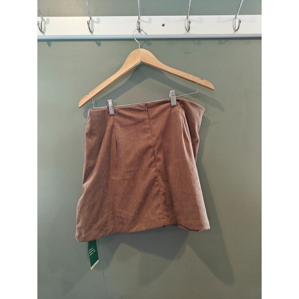halara High Waisted Back Zipper Split Hem 2-in-1 Corduroy Casual Skirt lg - Picture 4 of 5